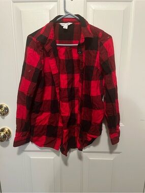 Old Navy Red and Black Buffalo Plaid Button-Front Shirt